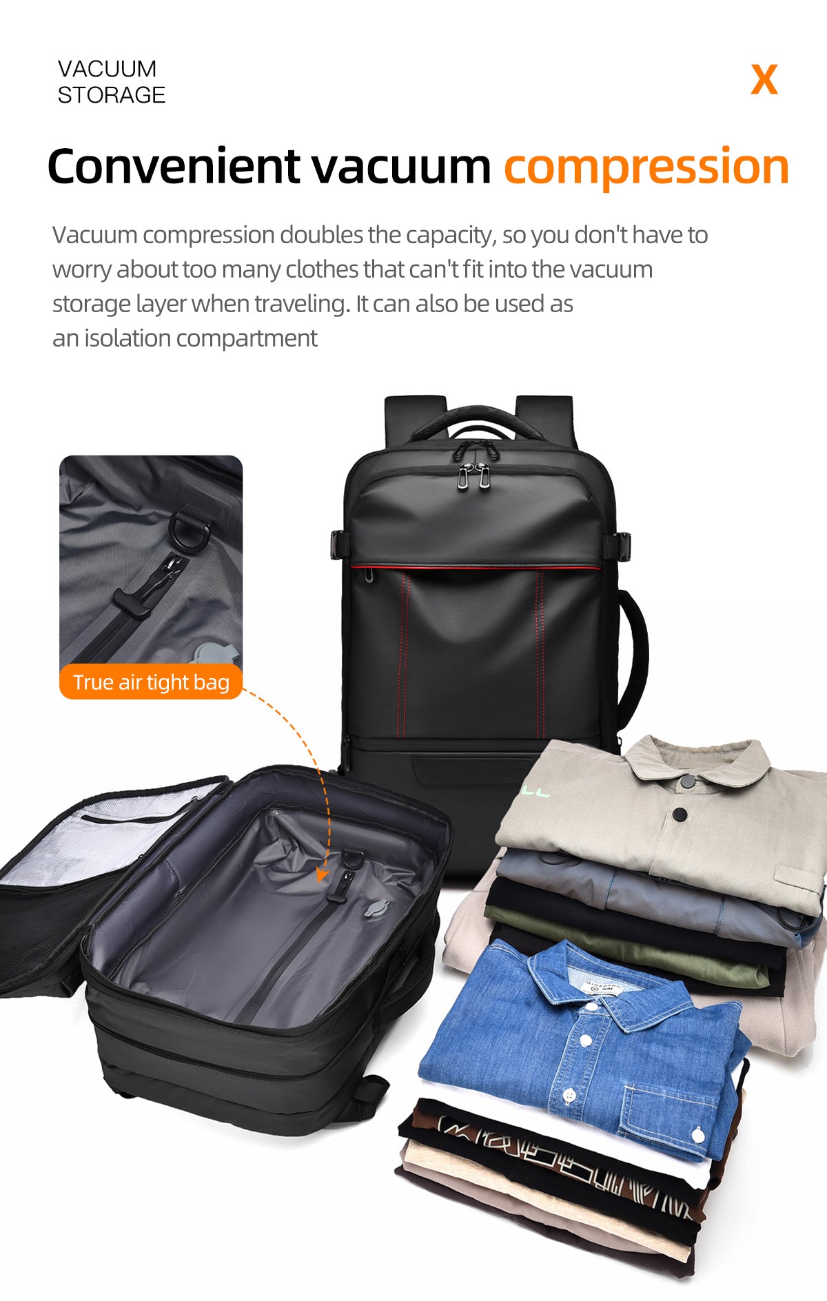 Vanta Eclipse Pro 60L Compression Travel Backpack — Classic - Vanta