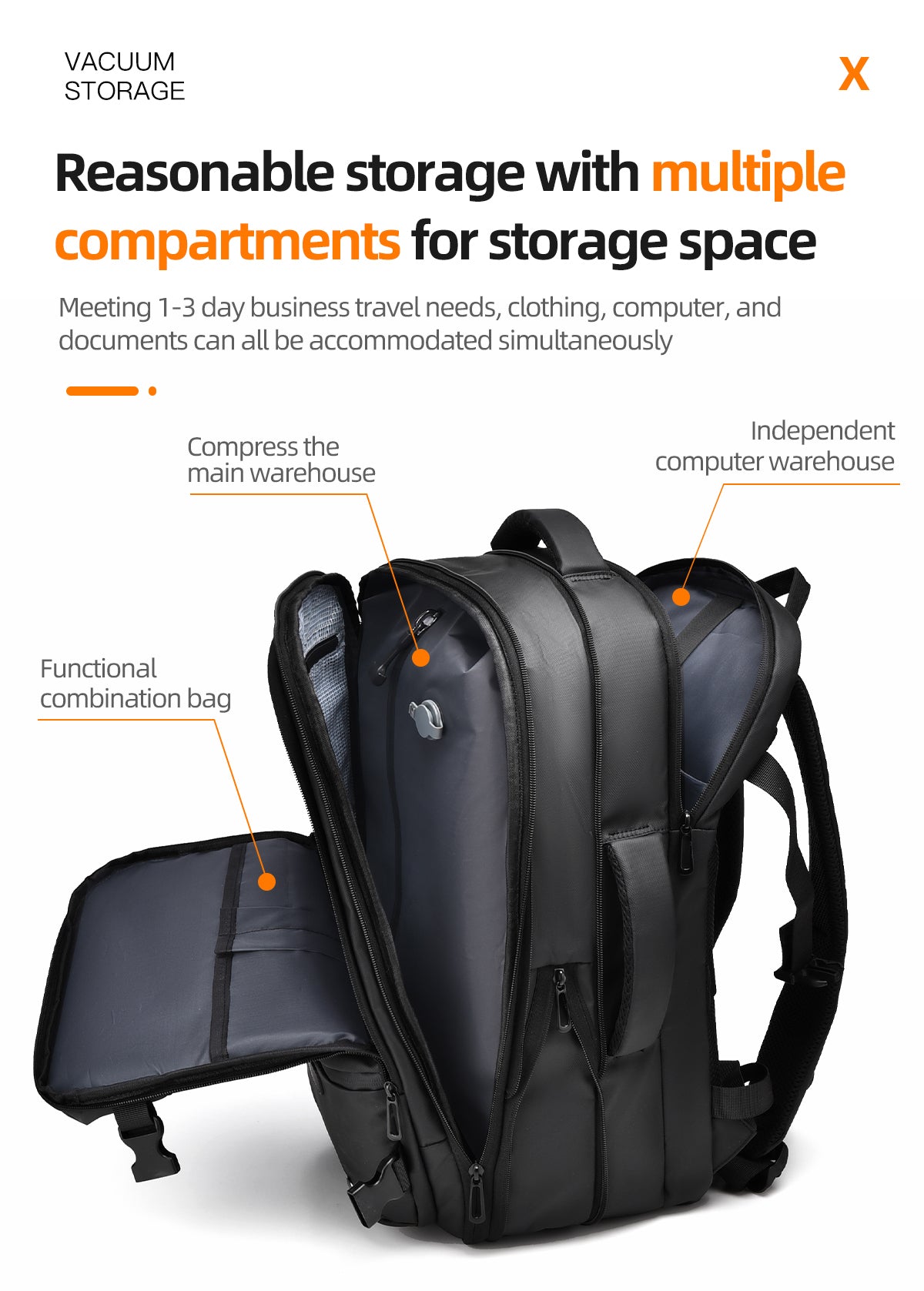 Vanta Eclipse Pro 60L Compression Travel Backpack — Classic - Vanta