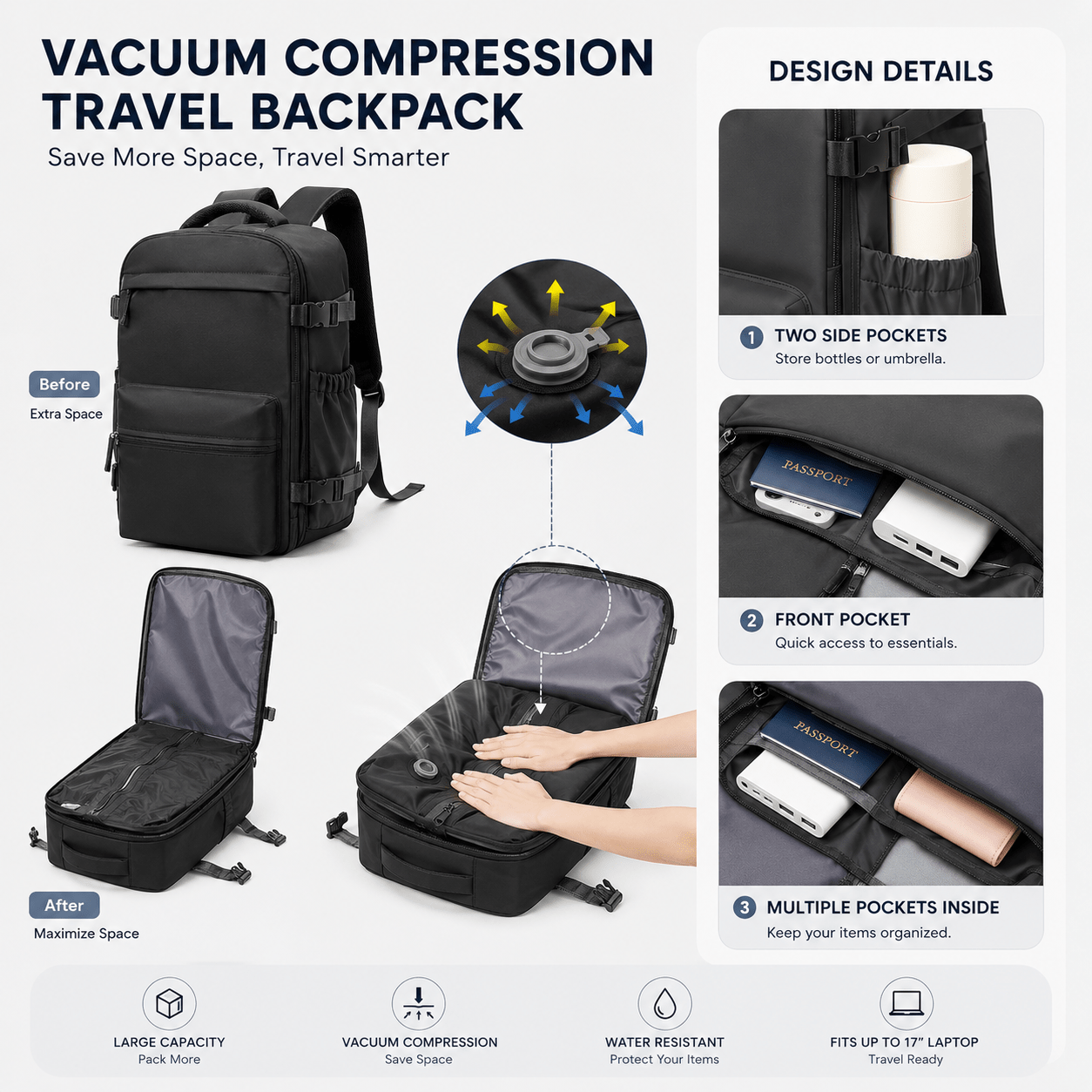 Vanta Eclipse One 50L Compression Travel Backpack - Vanta