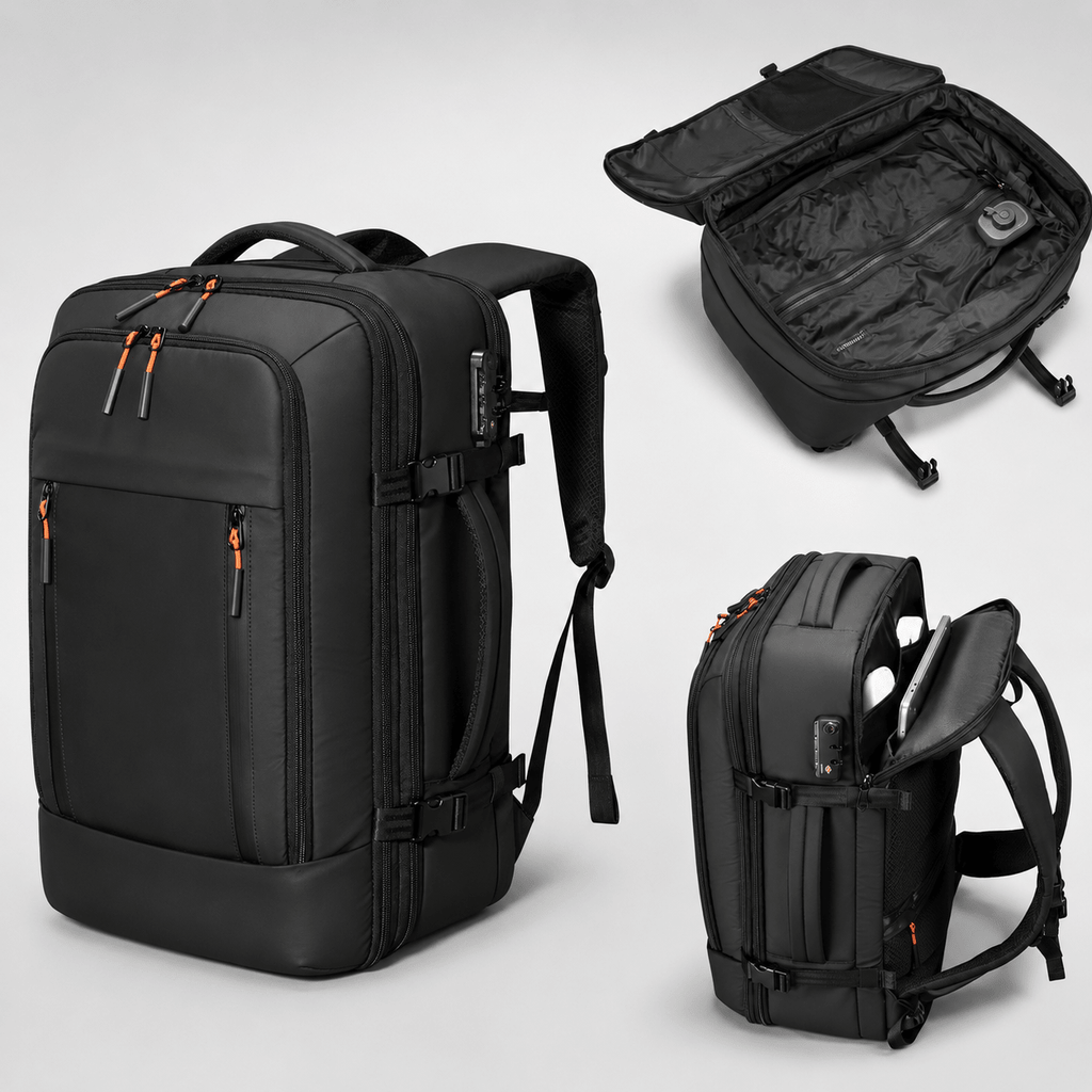 Vanta Eclipse Max 60L — One - Button Electric Compression Travel Backpack - Vanta