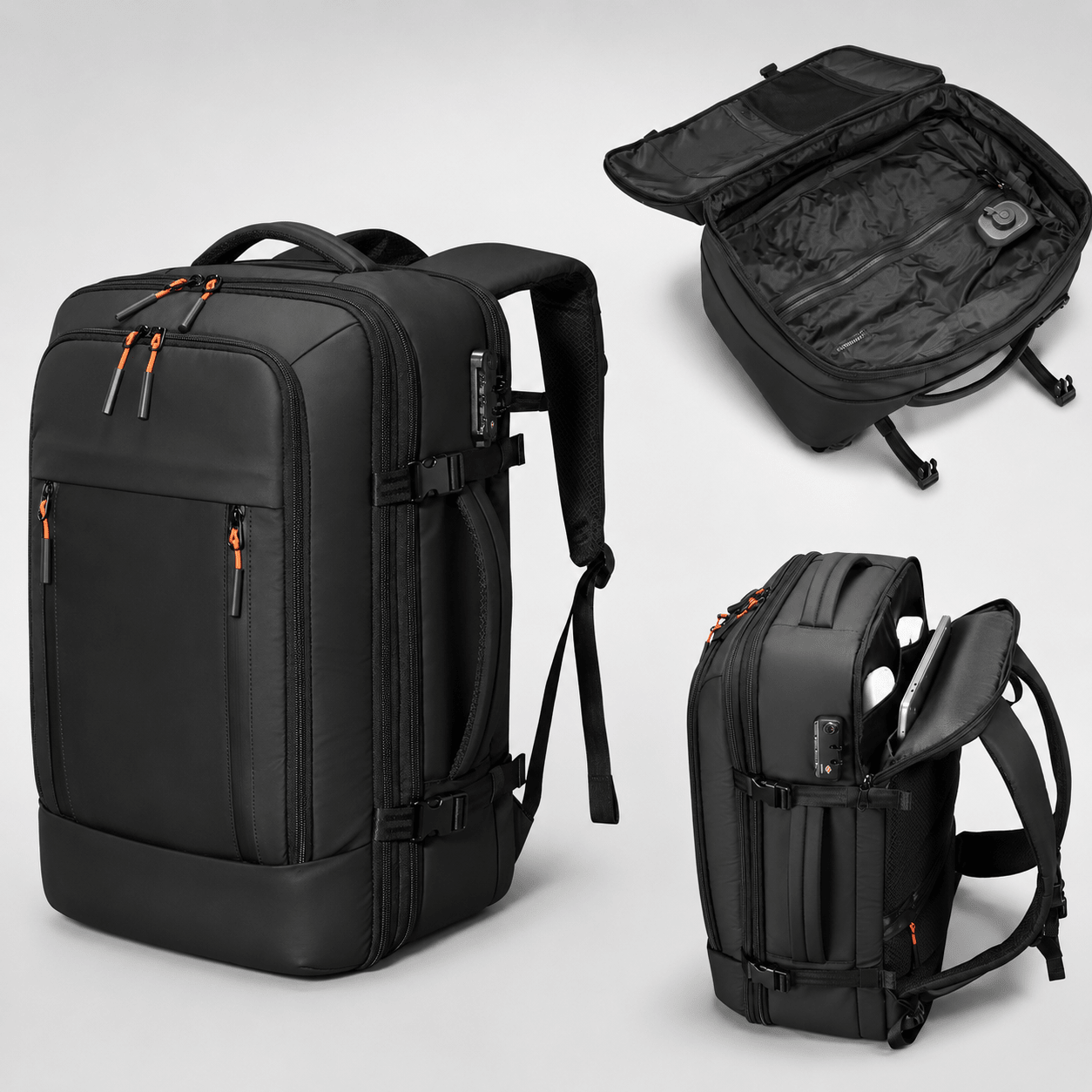 Vanta Eclipse Max 60L — One - Button Electric Compression Travel Backpack - Vanta